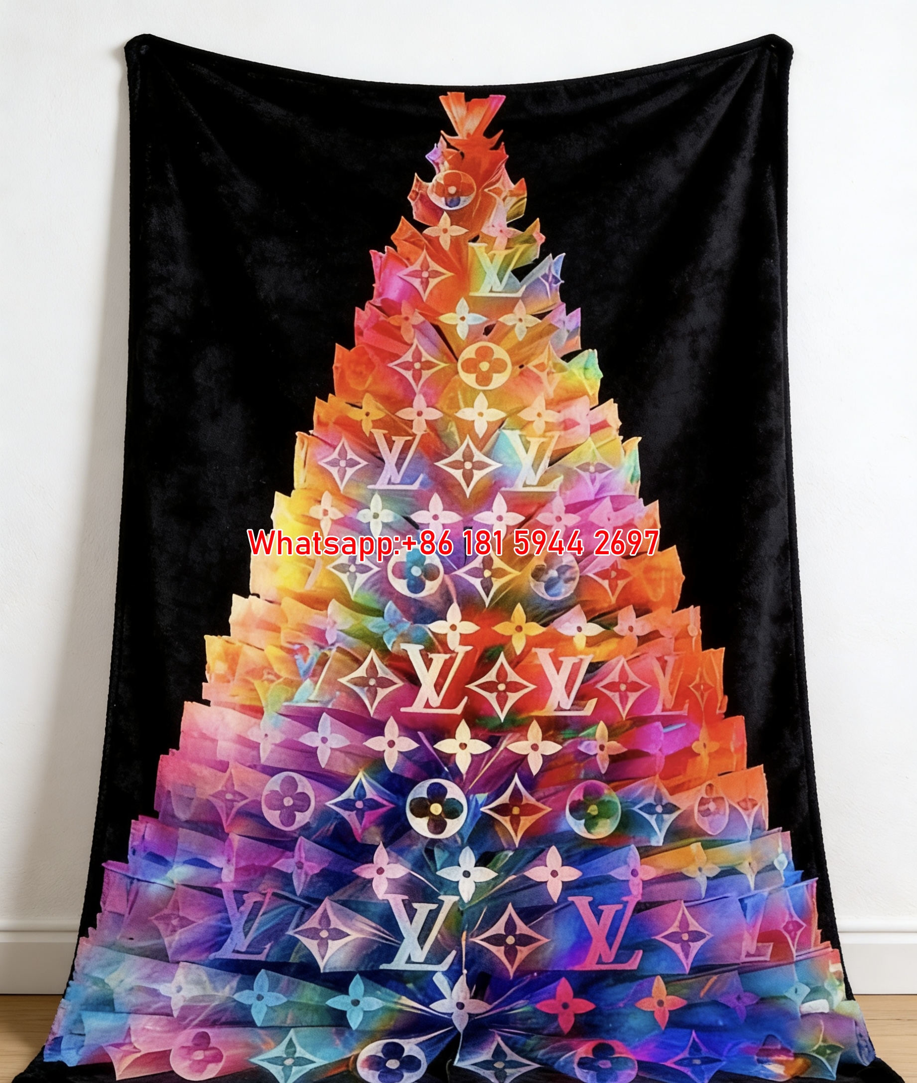 Rainbow LV Tree Blanket Colorful LV Christmas Throw IMG_3568